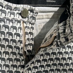 Raffaella jeans, size 16, black and white with elephants